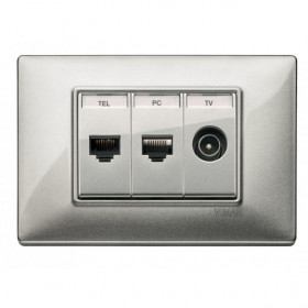 Πρίζα Δικτύου RJ45 Cat.6A UTP 1 Στοιχείου Ασημί Plana 14339.15.SL VIMAR