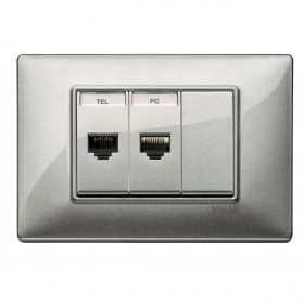 Πρίζα Δικτύου RJ45 Cat.6A FTP 1 Στοιχείου Ασημί Plana 14339.16.SL VIMAR