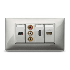 Πρίζα HDMI 1 Στοιχείου Ασημί Plana 14346.SL VIMAR