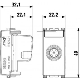 Πρίζα TV/RD/SAT Τερματική 1 Στοιχείου Λευκό Arke 19300.01.B VIMAR