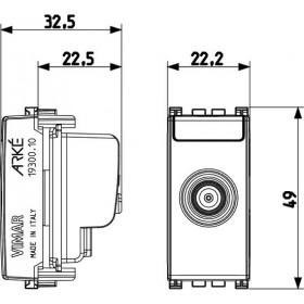 Πρίζα TV/RD/SAT Διέλευσης 1 Στοιχείου Λευκό Arke 19300.10.B VIMAR