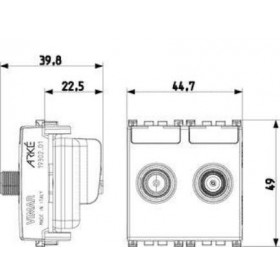 Πρίζα TV/RD-SAT Τερματική 2 Στοιχείων Λευκό Arke 19302.01.B VIMAR