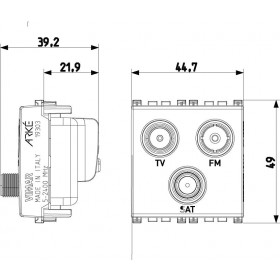 Πρίζα TV-RD-SAT Αστέρας 2 Στοιχείων Metal Arke 19303.M VIMAR