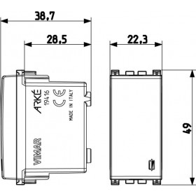 Ασφαλειοθήκη 1 Στοιχείου Metal Arke 19416.M VIMAR