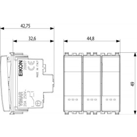 Διακόπτης A/R Τριπλός 2 Στοιχείων Γκρι Eikon 20007 VIMAR