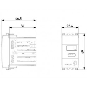 Πρίζα Φόρτισης USB Διπλή TypeA+C 1 Στοιχείου Λευκό Eikon 20292.AC.B VIMAR