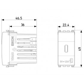 Πρίζα Φόρτισης USB TypeC 1 Στοιχείου Λευκό Eikon 20292.C.B VIMAR