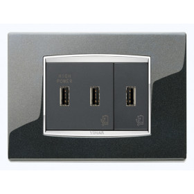 Πρίζα Φόρτισης USB Διπλή TypeA+A 2 Στοιχείων Γκρι Eikon 20295 VIMAR