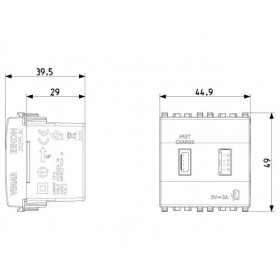 Πρίζα Φόρτισης USB Διπλή TypeA+C 2 Στοιχείων Γκρι Eikon 20295.AC VIMAR