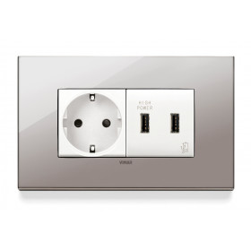 Πρίζα Φόρτισης USB Διπλή TypeA+A 2 Στοιχείων Λευκό Eikon 20295.B VIMAR