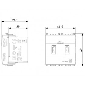Πρίζα Φόρτισης USB Διπλή TypeC+C 2 Στοιχείων Γκρι Eikon 20295.CC VIMAR
