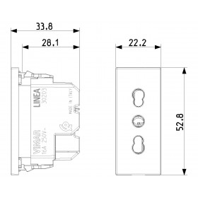 Πρίζα P17/11 Ασφαλείας 1 Στοιχείου Μαύρο Linea 30203.G VIMAR