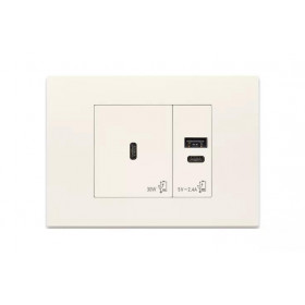 Πρίζα Φόρτισης USB Διπλή TypeA+C 1 Στοιχείου Λευκό Linea 30292.ACB VIMAR