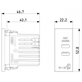 Πρίζα Φόρτισης USB Διπλή TypeC+C 1 Στοιχείου Λευκό Linea 30292.CCB VIMAR