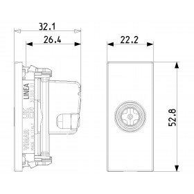 Πρίζα TV/RD/SAT Τερματική 1 Στοιχείου Μαύρο Linea 30300.01G VIMAR