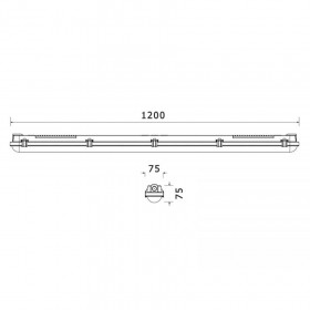Φωτιστικό Οροφής LED 36W 6500k 120cm IP65 Γκρι 18670 INTERLIGHT