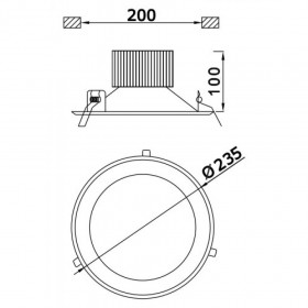 Σπότ Χωνευτό LED 42W 3000k Λευκό Σταθερό Subra235 18722 INTERLIGHT
