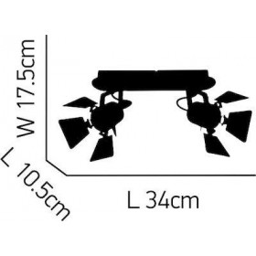 Σποτ Οροφής Δίφωτο GU10 Μαύρο Mystik 77-2209 HOME LIGHTING