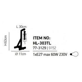 Πορτατίφ E27 Μαύρο Και Ξύλο Midas 77-3129 HOME LIGHTING