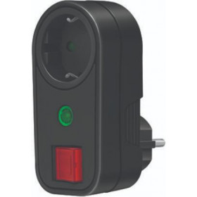 Πρίζα Σούκο Με Προστασία Υπέρτασης Και Διακόπτη Μαύρο 04.3063 SAS