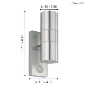 Σπότ Επίτοιχο GU10 Inox Με Αισθητήρα Κίνησης Riga5 32898 EGLO