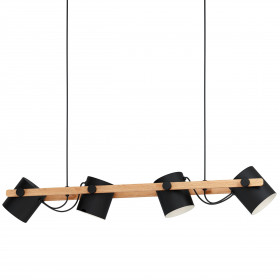 Φωτιστικό Τετράφωτο E27 Μαύρο Και Ξύλο Hornwood 43424 EGLO