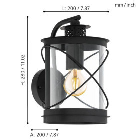 Απλίκα E27 Μαύρο Hilburn 94843 EGLO