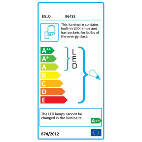 Απλίκα E27 Με Ενσωματωμένο Σπότ LED 3.5W 3000k Χρώμιο Με Μαύρο Καπέλο Pasteri 96483 EGLO