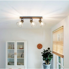 Σποτ Οροφής Τρίφωτο E27 Καφέ Και Ασημί Sambatello 98136 EGLO