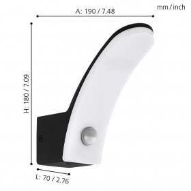 Απλίκα LED 11.5W 3000k Μαύρο Και Λευκό Με Αισθητήρα Κίνησης Fiumicino 98149 EGLO