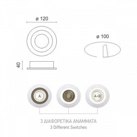 Σπότ Χωνευτό LED 12W 3000k-4000k Λευκό Σταθερό 5254 SPOTLIGHT