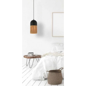 Φωτιστικό Μονόφωτο E27 Μαύρο Και Φυσικό 23071 ZAMBELIS