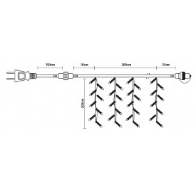 Βροχή Με 360 Θερμά LED Συμμετρική Διάφανο Καλώδιο Επεκτάσιμη