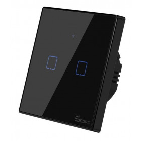 Διακόπτης WiFi Και RF 2 Εξόδων Μαύρο TX-T3EU2C SONOFF